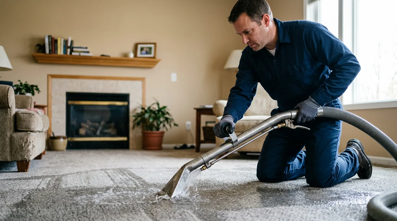 Water damage restoration technician working near Groveland, MA